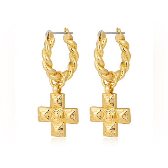 SOLD OUT LUV AJ $85 CROSS TWISTED HOOPS ANTHROPOLOGIE MEJURI GORJANA FREE PEOPLE - Picture 3 of 6